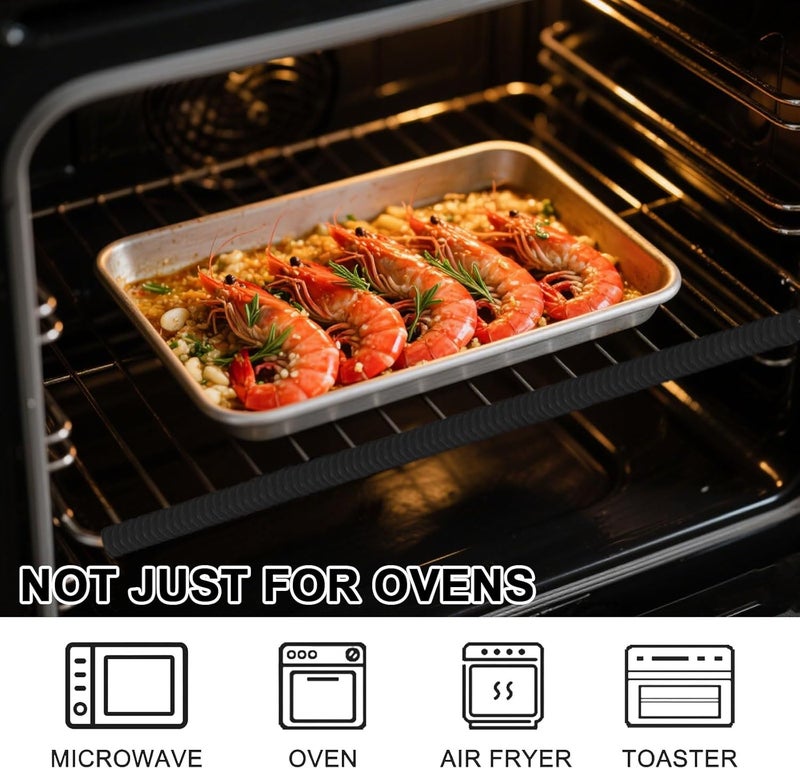 apvok Oven Rack Guards Heat Resistant Silicone Oven Rack Edge Protectors 14 Inches Long Oven Rack Shields Cover - Protector Guards Against Burns And Scars (Black) - Image 5
